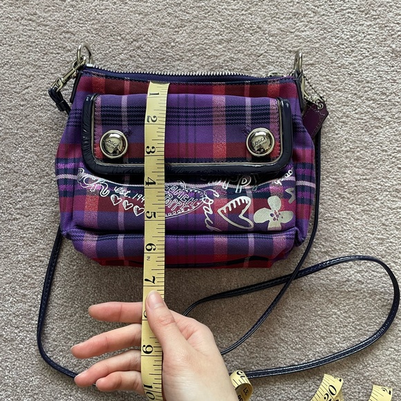 Coach Crossbody Bag in Purple and Pink Plaid - Picture 7 of 9